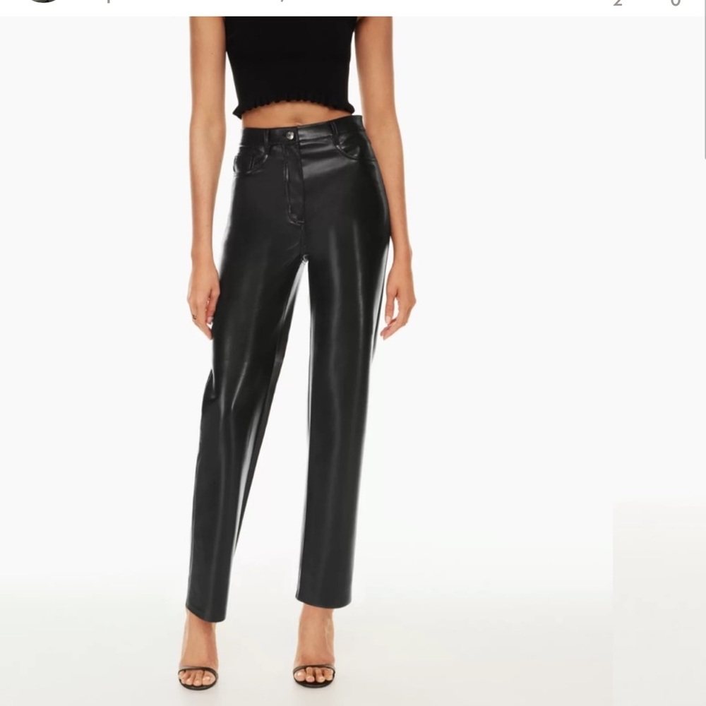Wilfred Aritzia Melina Faux Leather High Waisted Black Pants 712